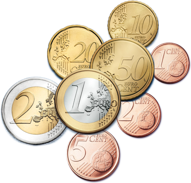 626px-euro Coins Version Ii - Euro Coins Png (626x600), Png Download