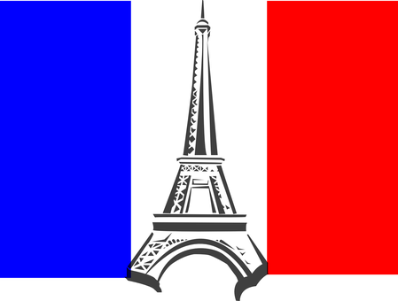 Eiffel Tower France Flag Tower French Pari - French Eiffel Tower Clip Art (449x340), Png Download