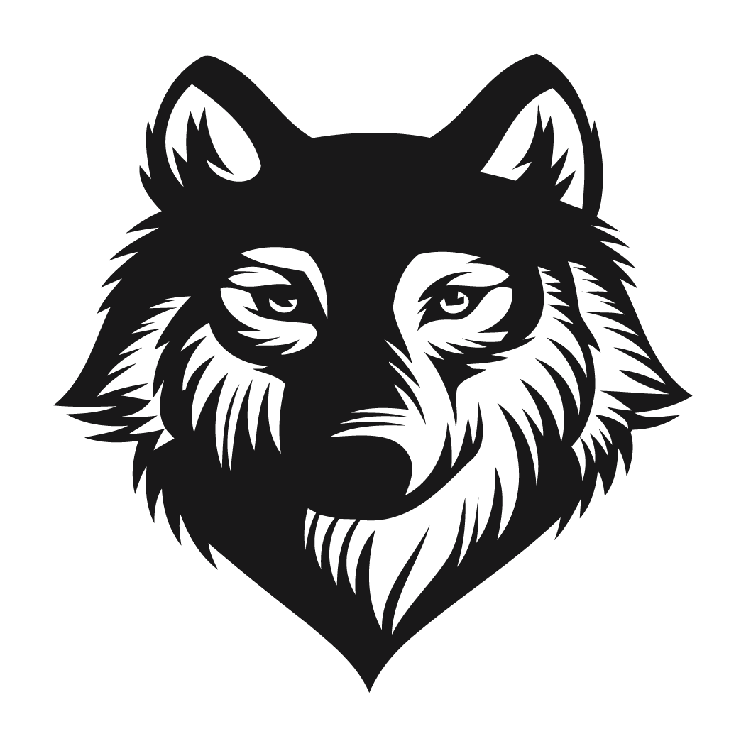 Wolf Head - Wolf Png Black And White (1051x1051), Png Download