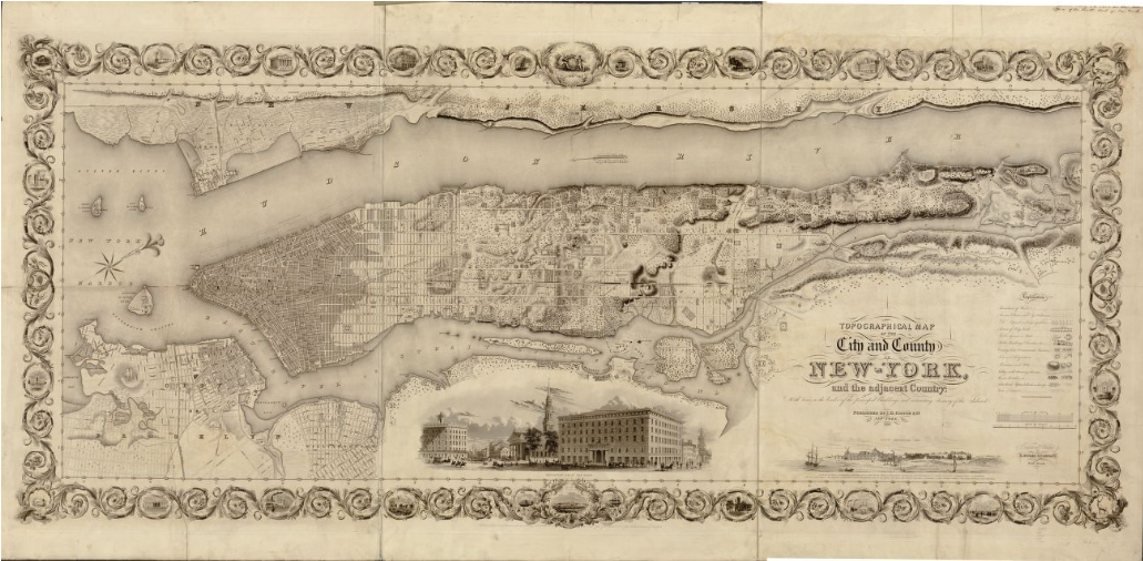 Of New-york, And The Adjacent Country - J. H. Colton - City And County Of New York, 1836 (1144x675), Png Download