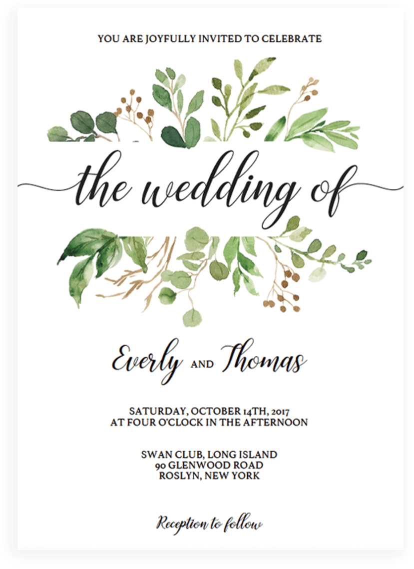 Invite Your Wedding Guests In Style With This Green - Leaves Frame (819x1024), Png Download