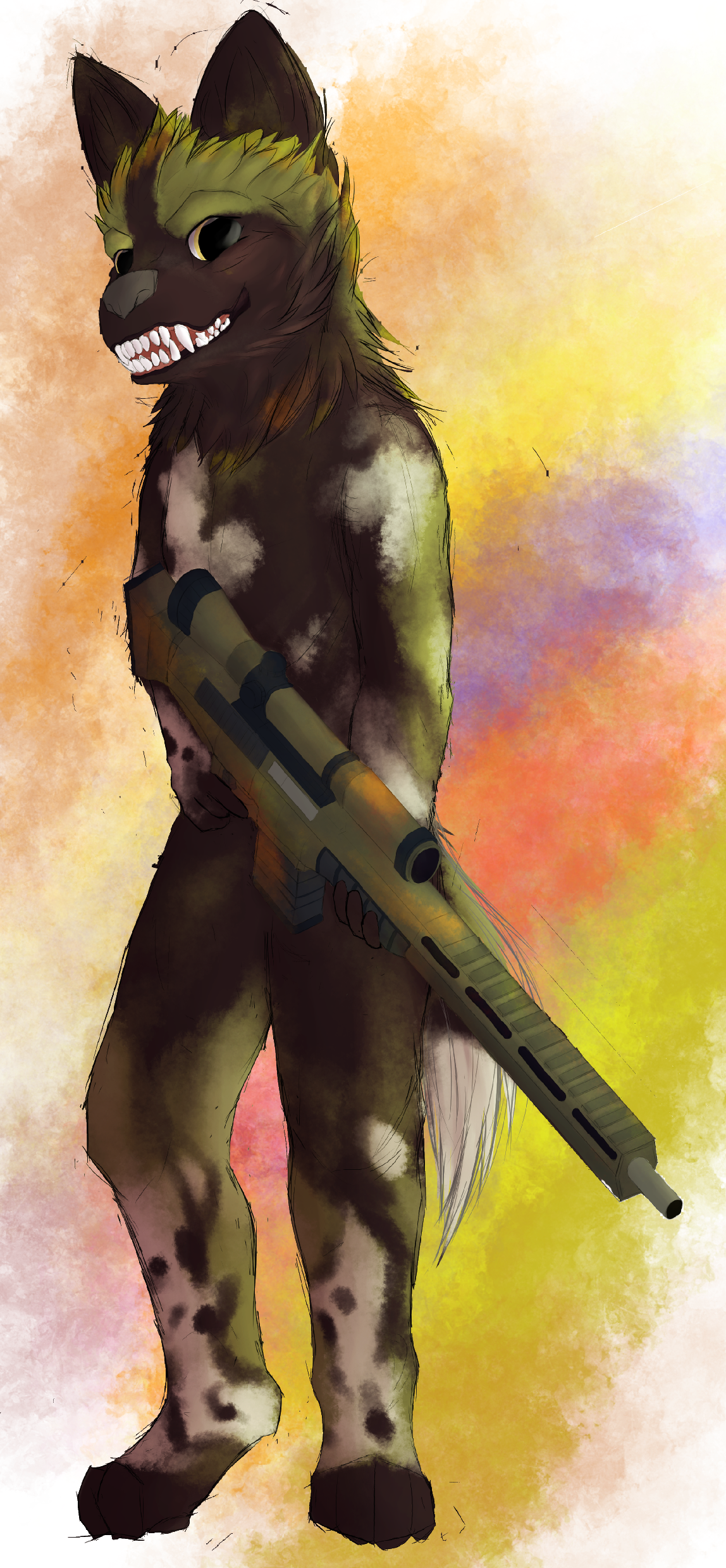 Hyena In African Wild - Painting (1148x2477), Png Download