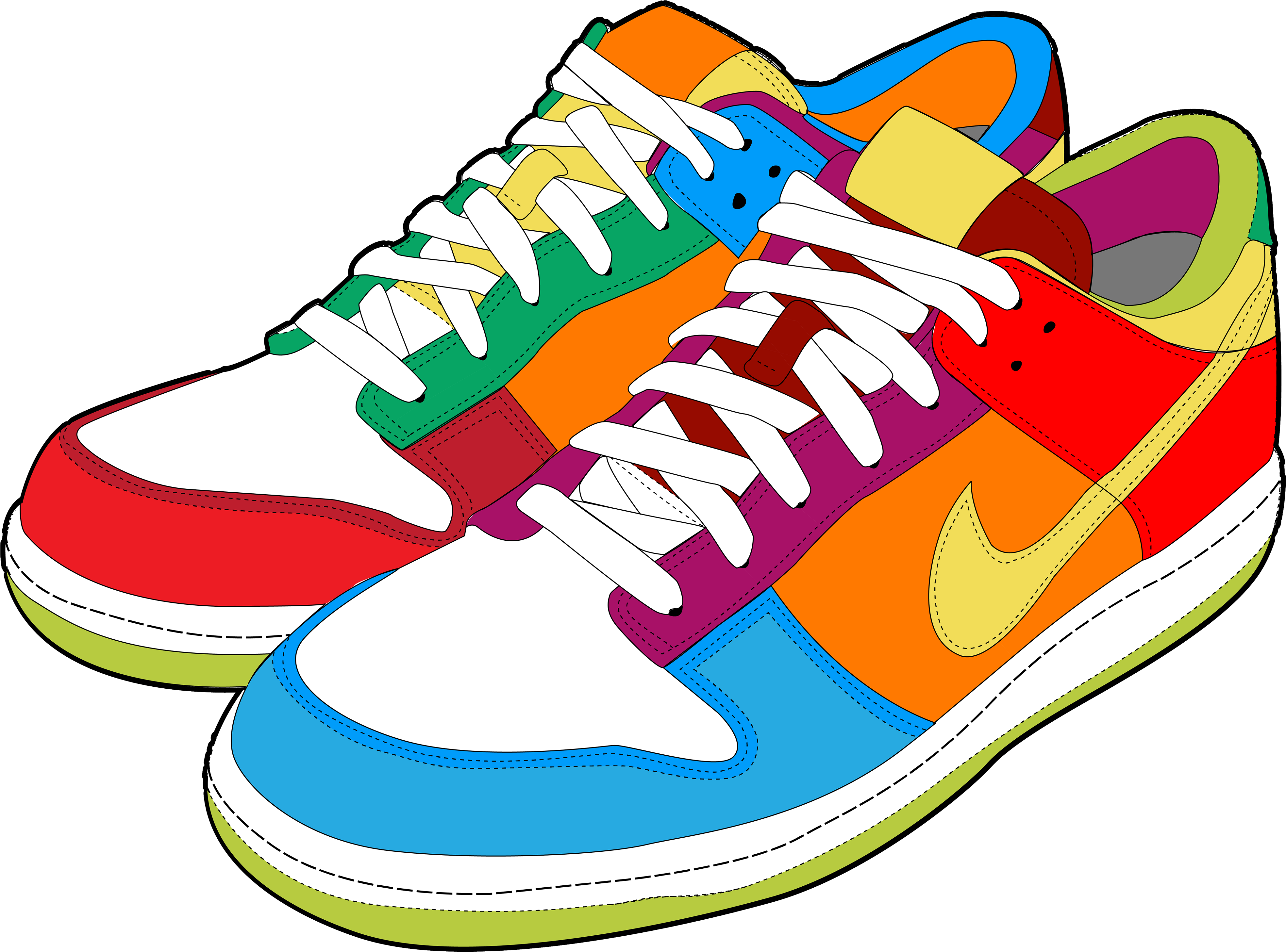 Colorful Sneakers Png Clipart - Shoes Vector (4000x2961), Png Download