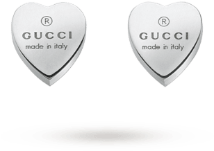 Gucci Trademark Silver Heart Earrings - Beach Sky (350x350), Png Download