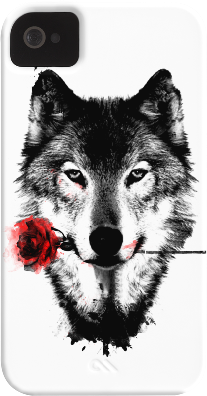 Black Rose Phone Case For Iphone 4/4s,5/5s/5c, Ipod - Romantic Wolf Tattoo (600x900), Png Download