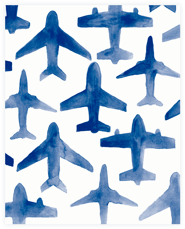 Airplane Watercolor Print Más - Airplane Watercolor (720x864), Png Download