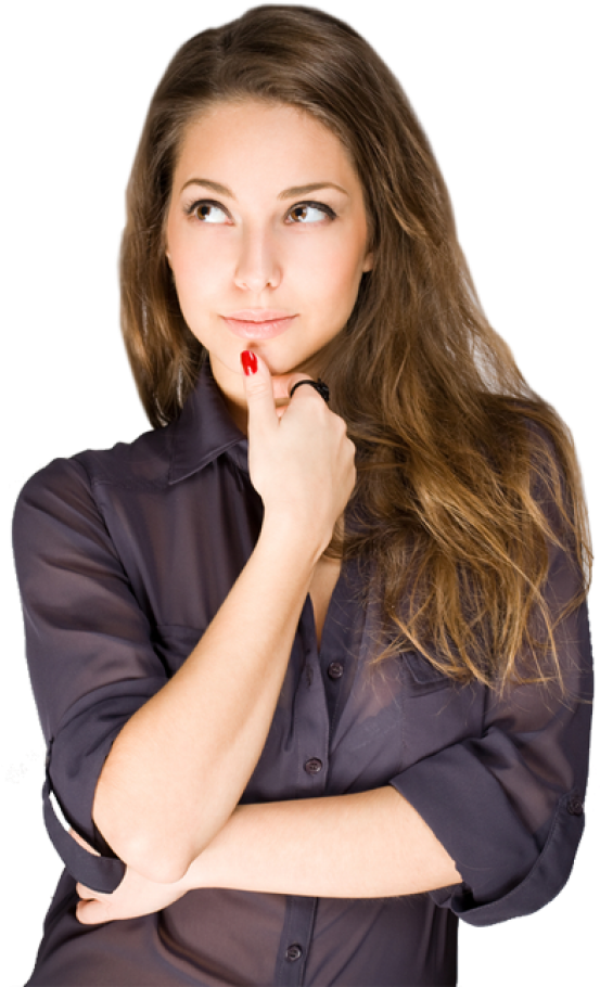 Thinking Woman Png Free Download - Woman Thinking Png (600x931), Png Download