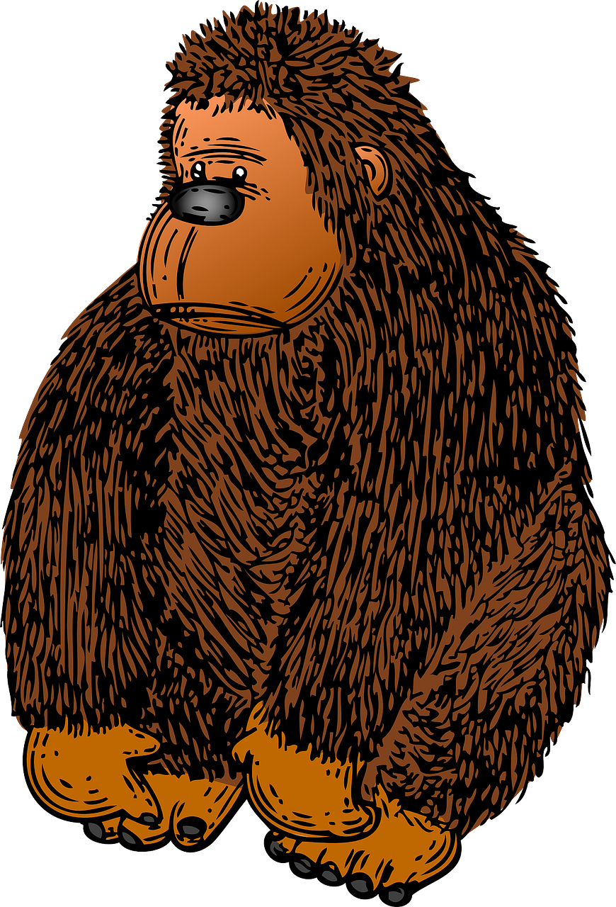 Free Vector Gorilla With Colour Clip Art - Gorilla Clipart Brown (408x600), Png Download