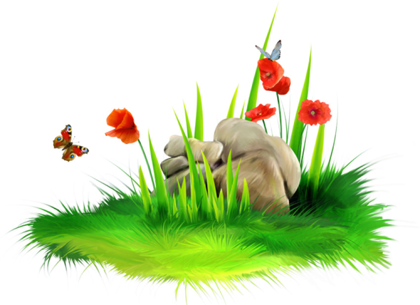 Grass With Stone Png Clipart Picture - Flowers And Grass Png (600x436), Png Download