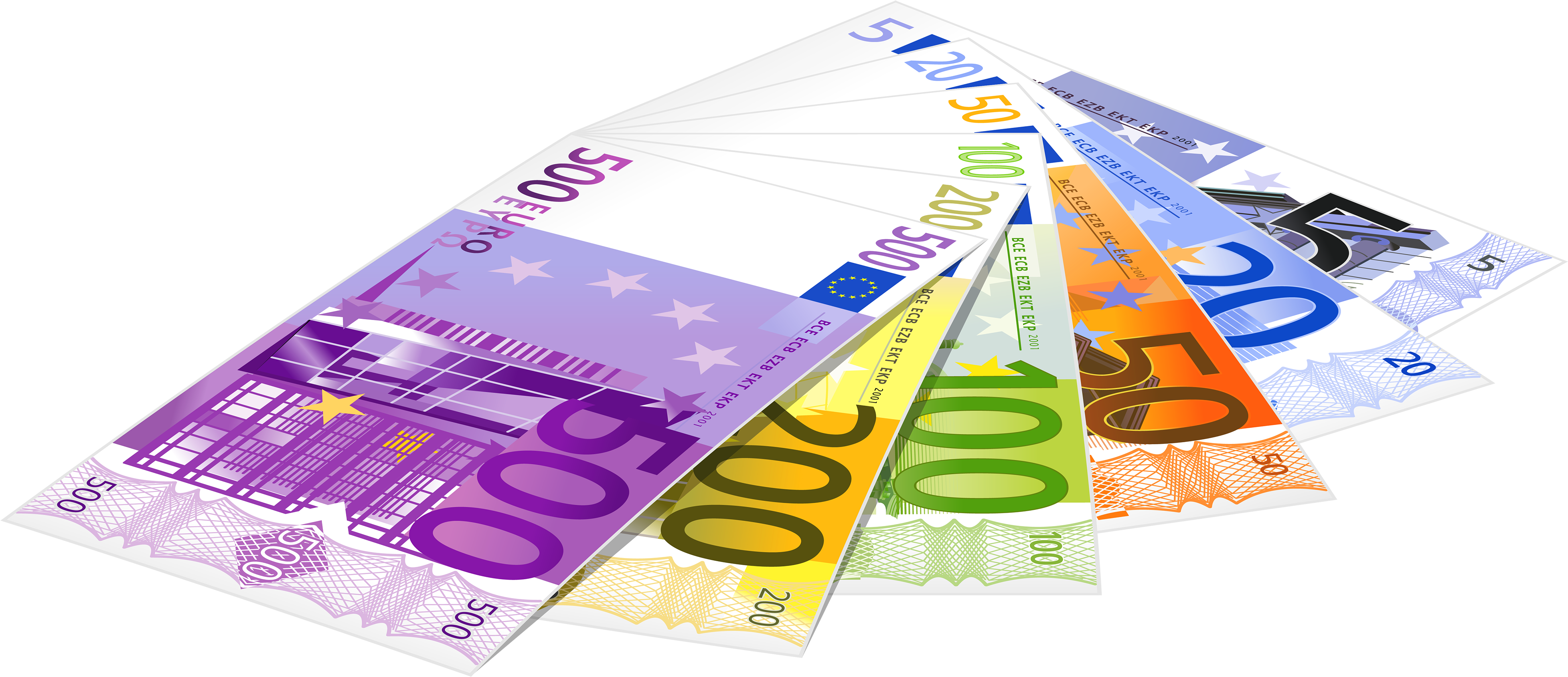Euro Banknotes Png Clipart - Euro Banknotes Png (4000x1803), Png Download