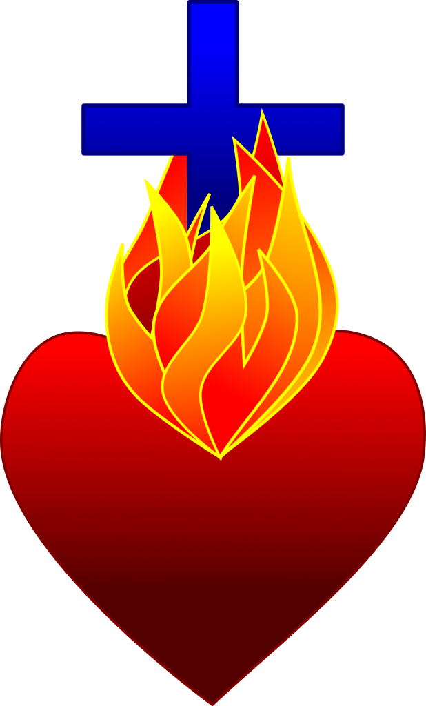 Sacred Heart Png Photo - Catholic Heart On Fire (618x1024), Png Download