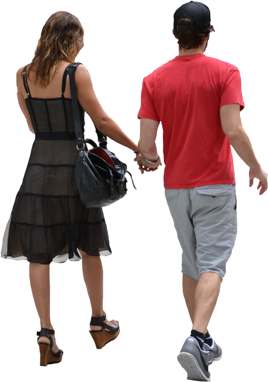 Back View Of Couple Walking Away (746x746), Png Download