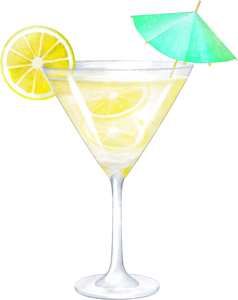 Hand Painted Summer Ice Drink Png Transparent - Cocktail Glass Transparent Background (1024x1024), Png Download