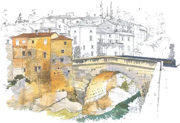 Clip Art Transparent Library Drawing Castles Watercolor - Provence Sketchbook Fabrice Moireau (600x421), Png Download