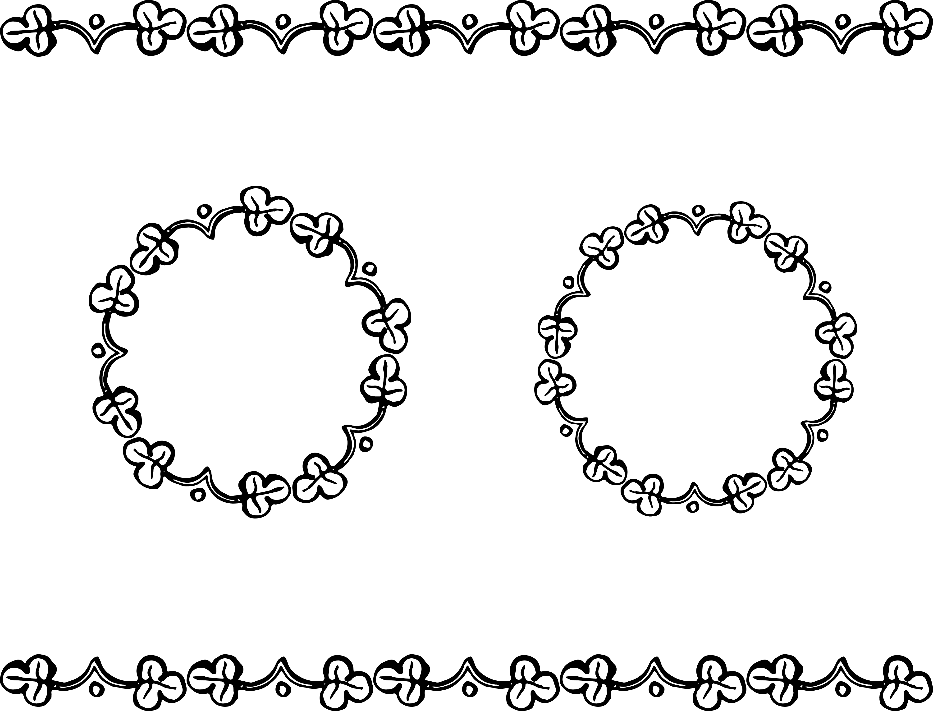 Jpeg Download - Clover Border Black And White (3936x2999), Png Download