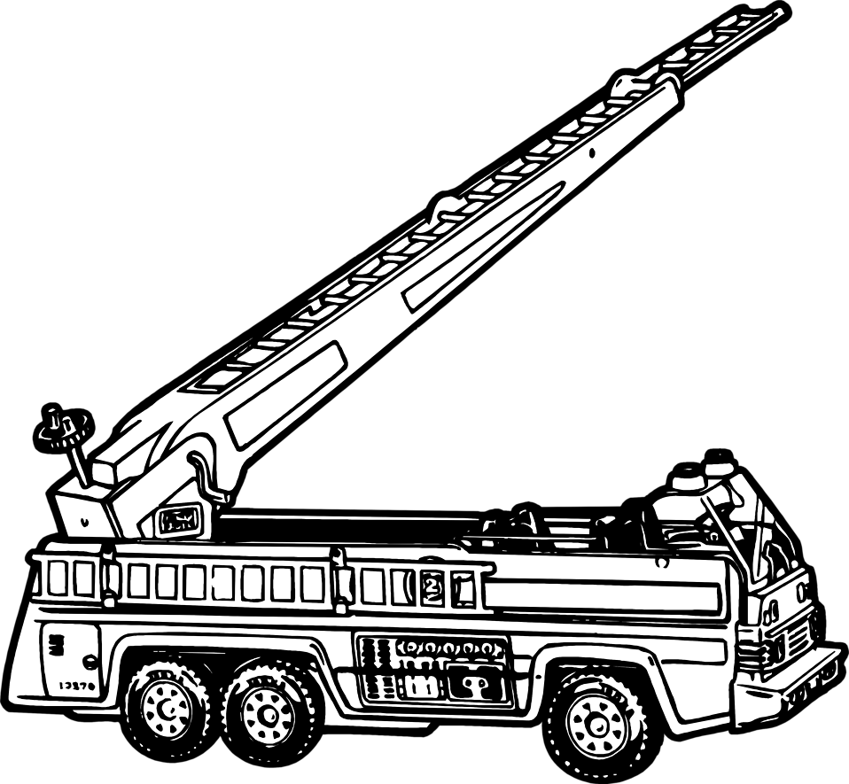 Png Transparent Library Ladder Elegant Royalty Free - Fire Engine Black And White (958x885), Png Download
