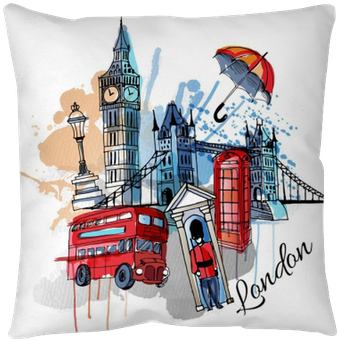 Watercolor Vector London Background Floor Pillow • - London Artistic (400x400), Png Download