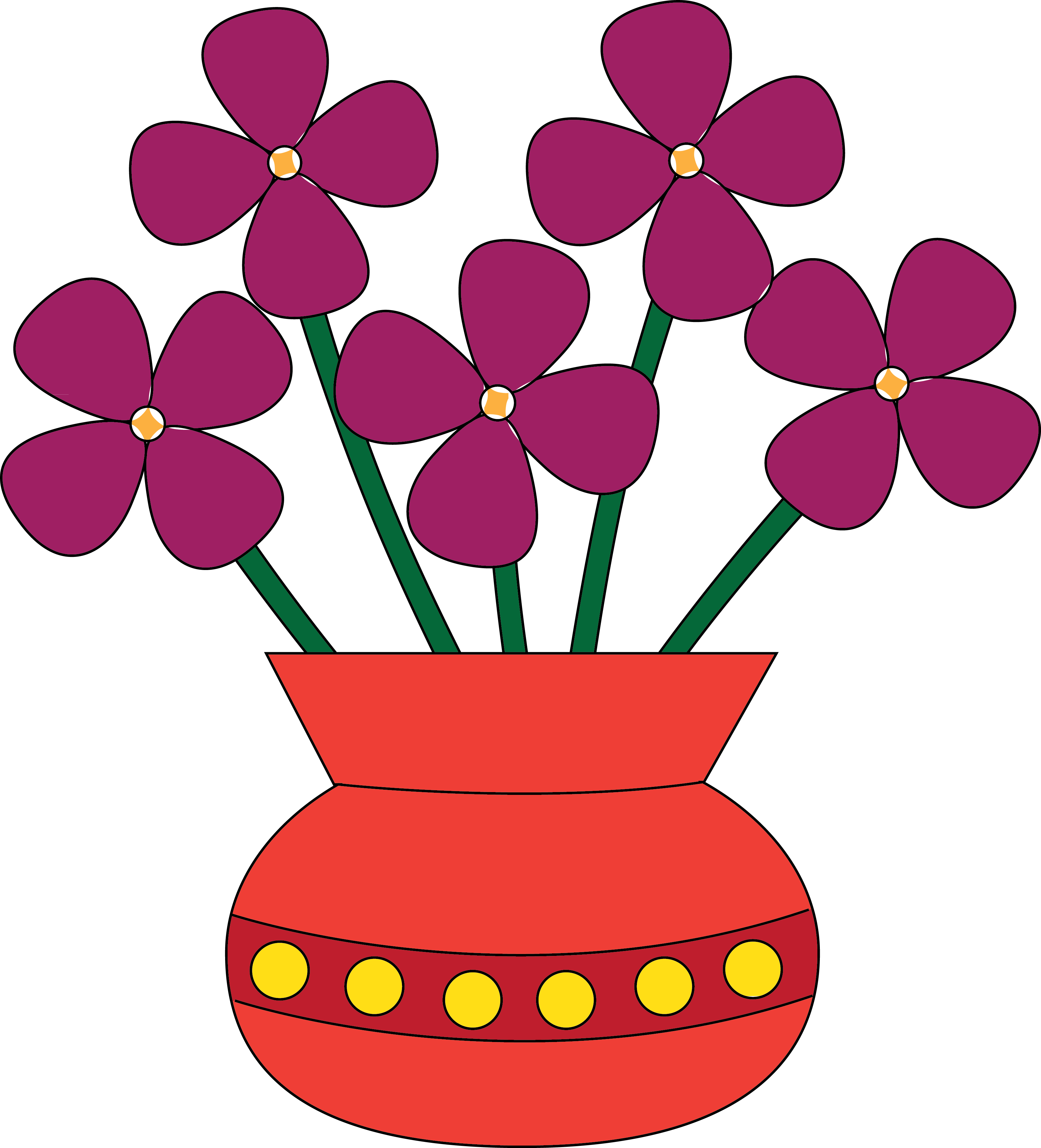 Clip Arts Related To - Flowers In A Vase Clipart (3408x3758), Png Download