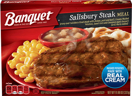 Salisbury Steak Meal With Mashed Potatoes - Banquet Meals Salisbury Steak 16.95 Oz (500x500), Png Download