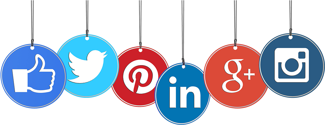 How To Use Social Media In - Social Media Icons In One Line (1215x474), Png Download
