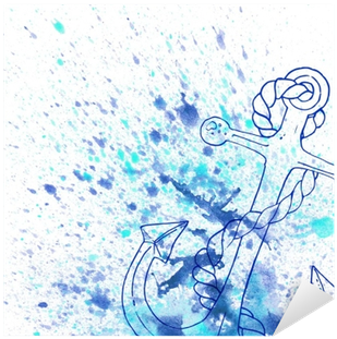 Watercolor Abstract Background In Marine Style - Watercolor Painting (400x400), Png Download