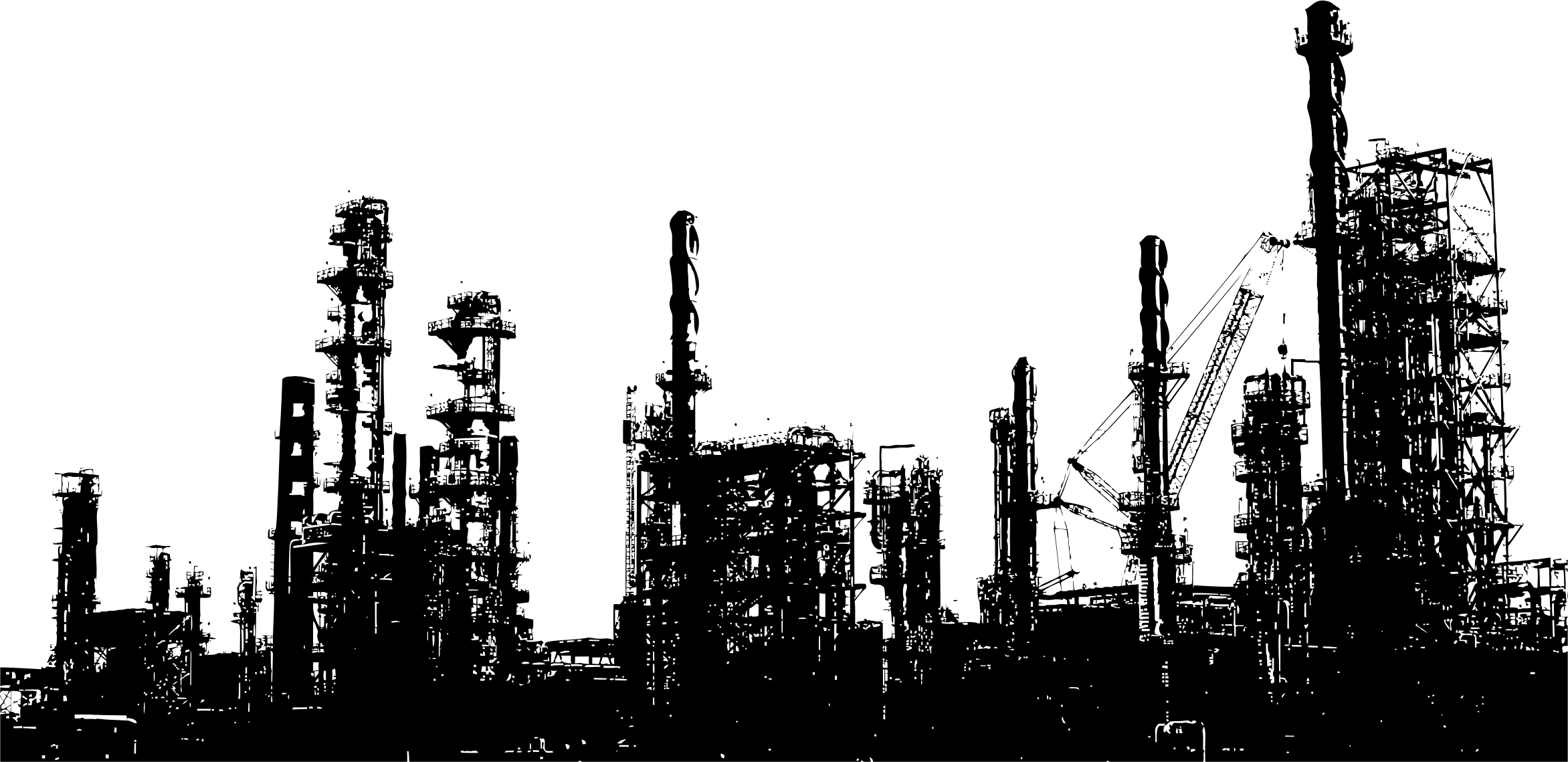 This Free Icons Png Design Of Oil Refinery Silhouette (2344x1139), Png Download