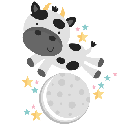 Cow Jumping Moon Svg Scrapbook Cut File Cute Clipart - Cow Moon Png (432x432), Png Download