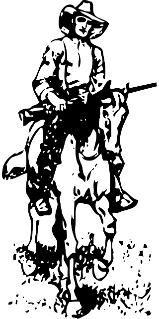 Black, Western, Boy, Silhouette, White, Cartoon, Cow - Cowboy On Horse Shower Curtain (320x640), Png Download
