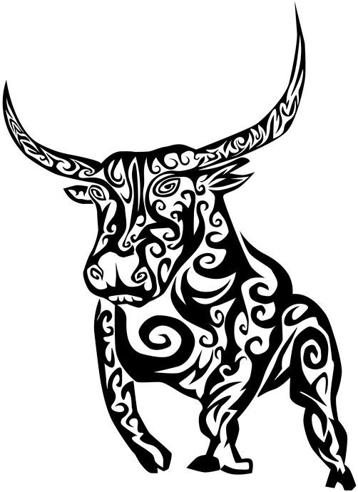 Bull, Tribal, Tribal Bull, Black, Outline, Silhouette - Tribal Tshirt Logo Design (640x640), Png Download