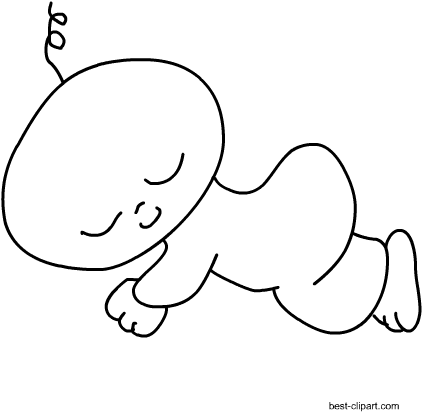 Black And White Baby Clipart Image - Cartoon (450x450), Png Download