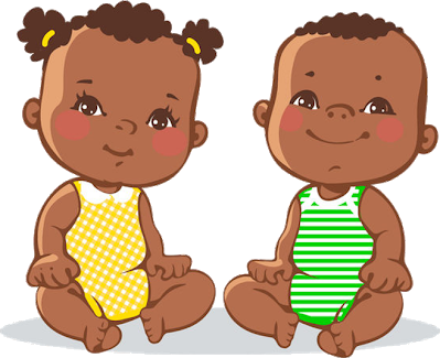 Free Library Cartoon Images Blackbabygirlandboy Image - Mixed Race Baby Cartoon (399x325), Png Download