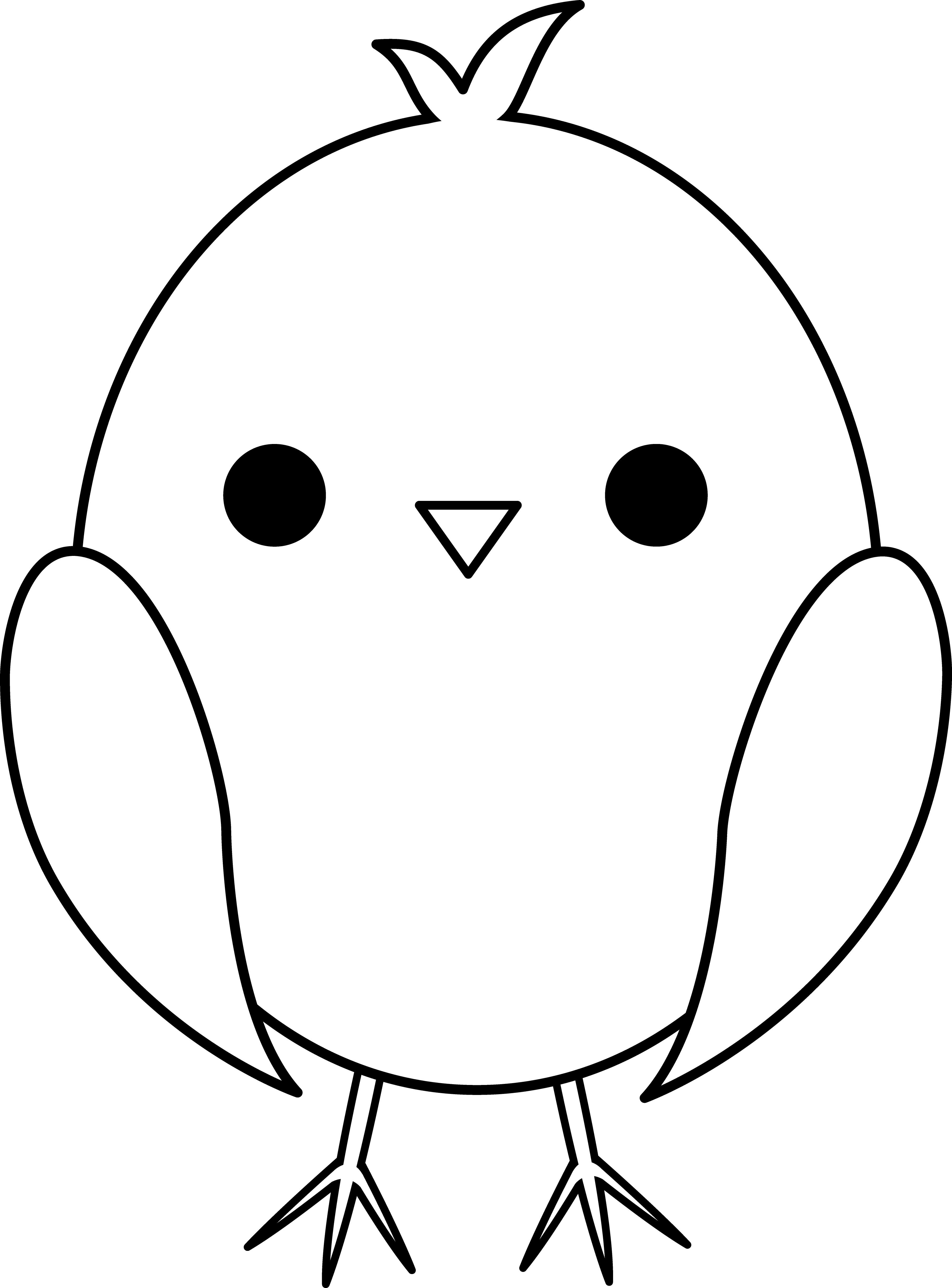 Cute Colorable Baby Chick - Draw A Baby Bird (3615x4891), Png Download