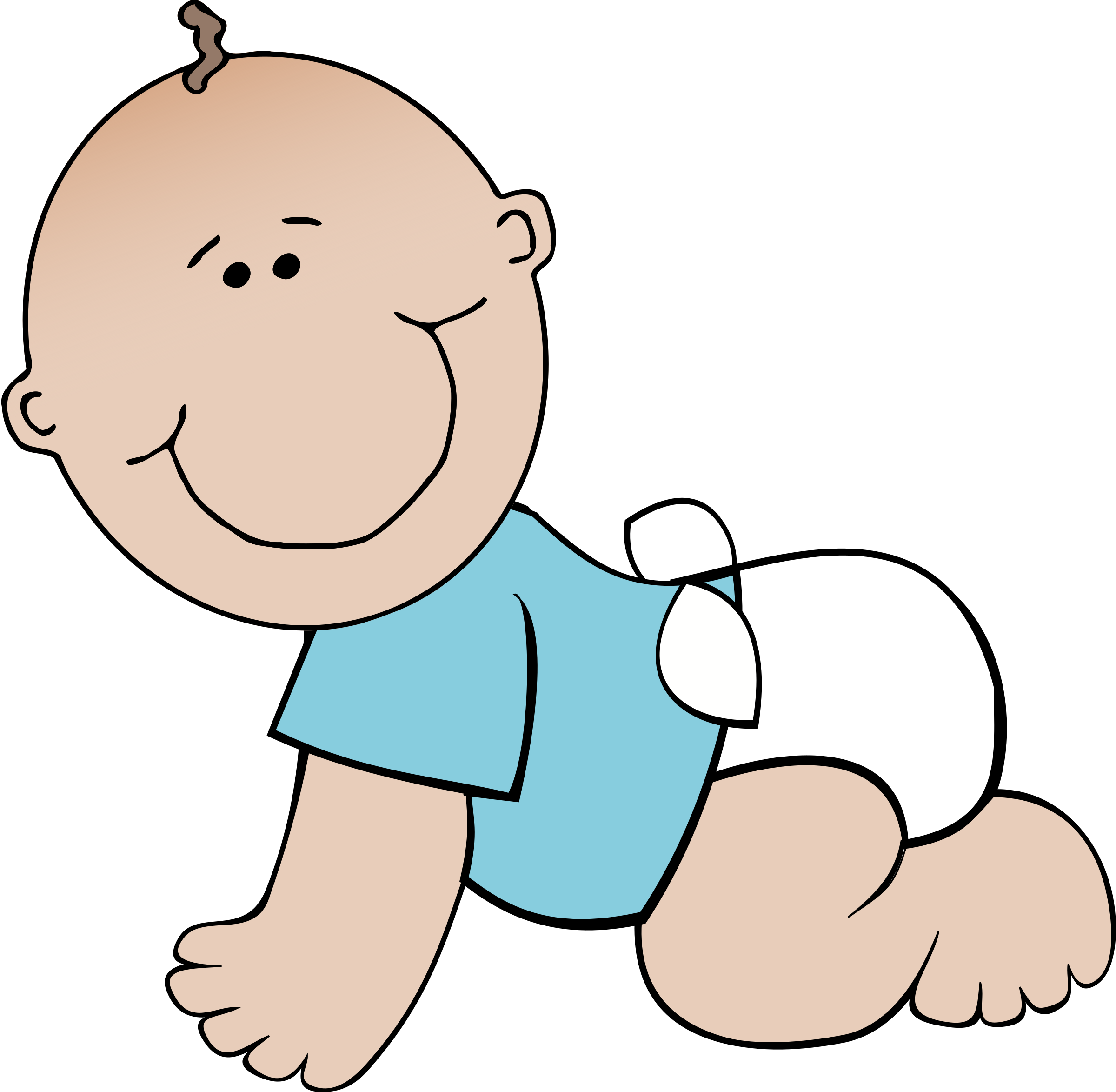 Black Clipart Baby Boy - Baby Clipart (1000x978), Png Download