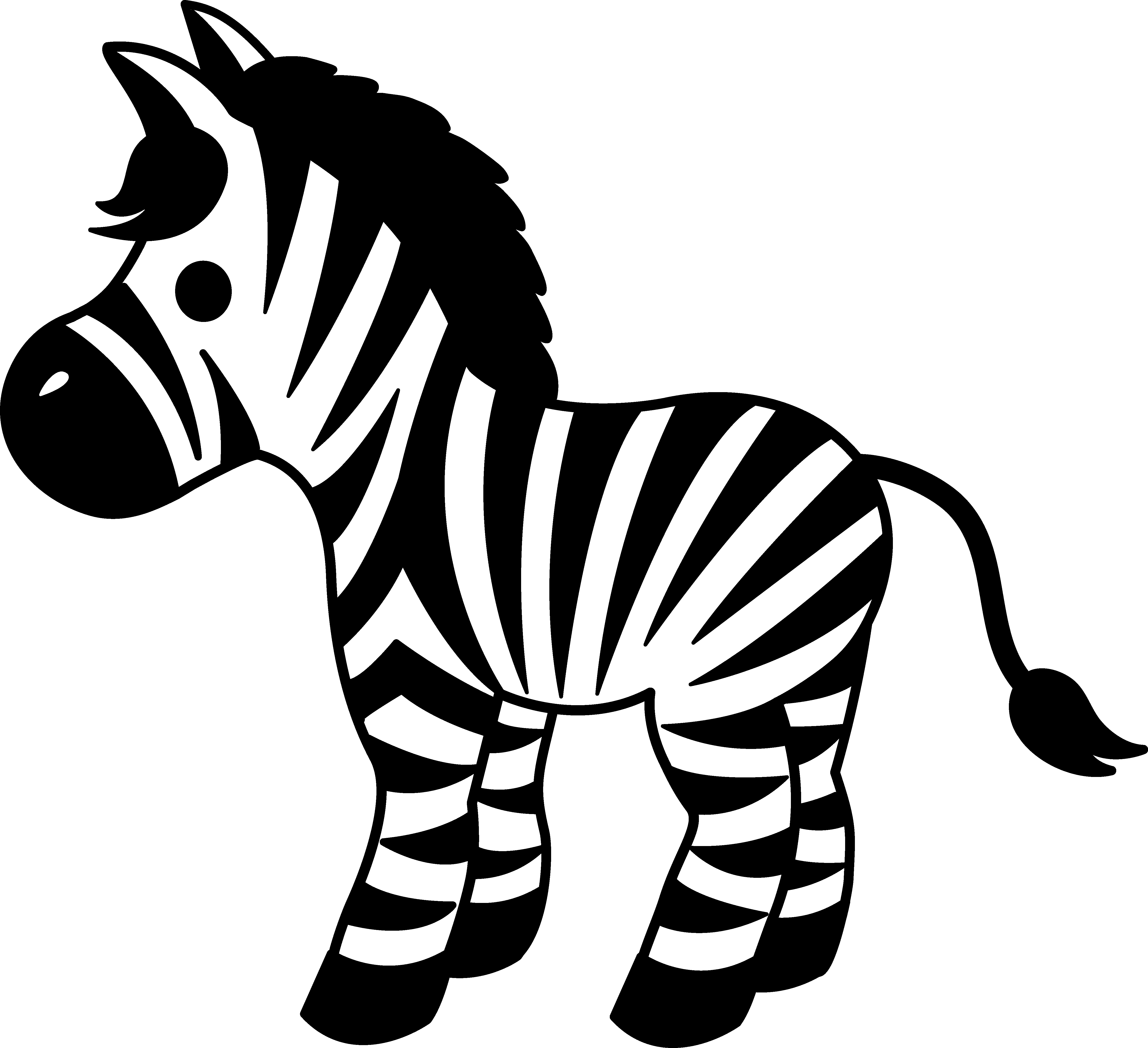 Baby Zebra Clipart Black And White - Clip Art Of Zebra (5166x4717), Png Download