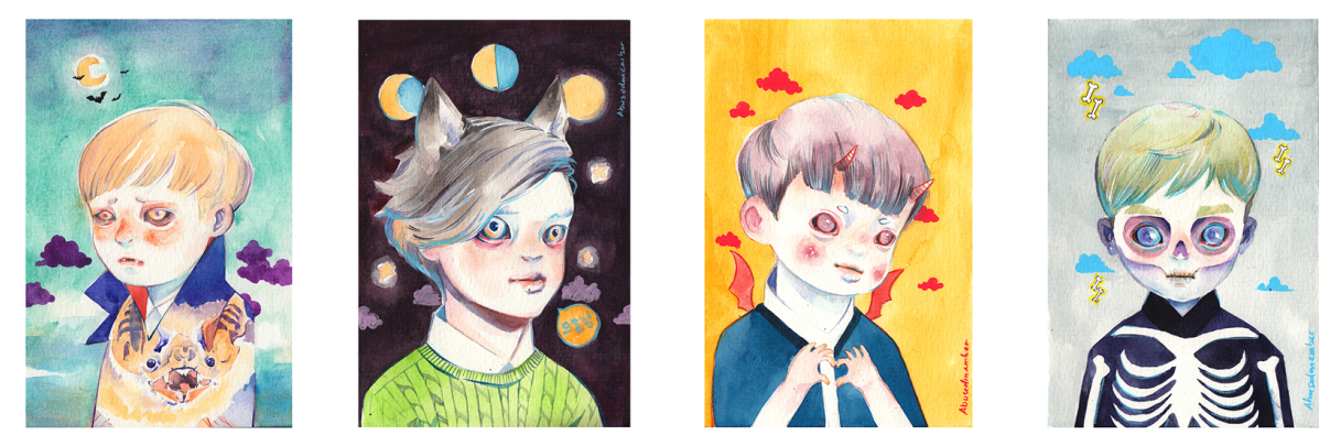 “ Infinite Halloween Watercolor & Acrylic On Watercolour - Watercolor Painting (1280x568), Png Download