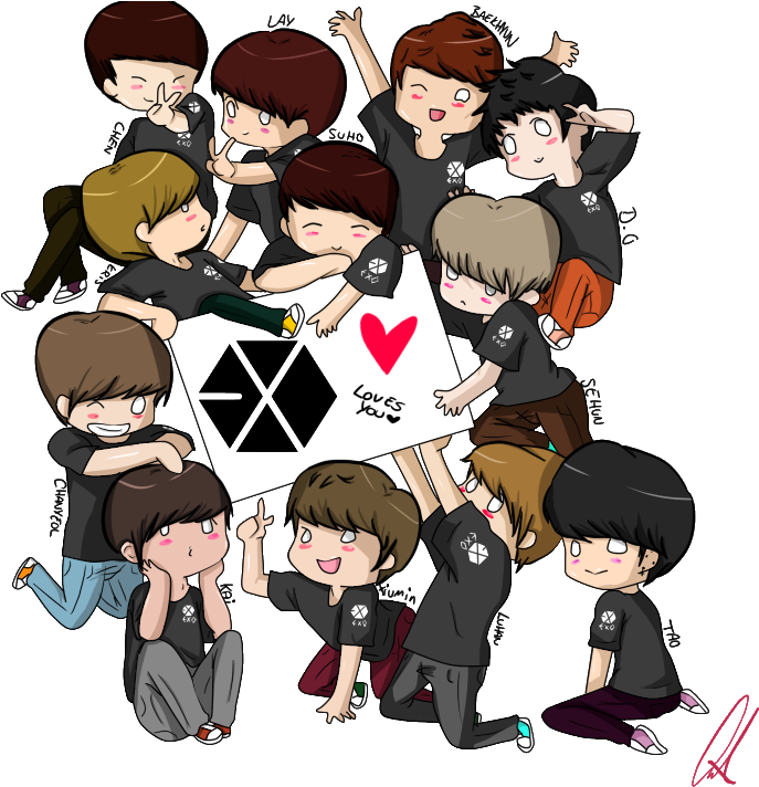 [fanart] Exo Chibi - Exo Chibi (731x756), Png Download