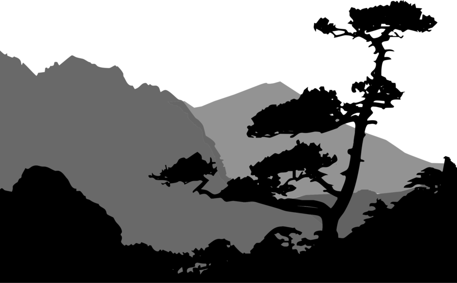 Clip Black And White Stock Range Silhouette Ridge Free - Silhouette Of Mountains And Trees (548x340), Png Download