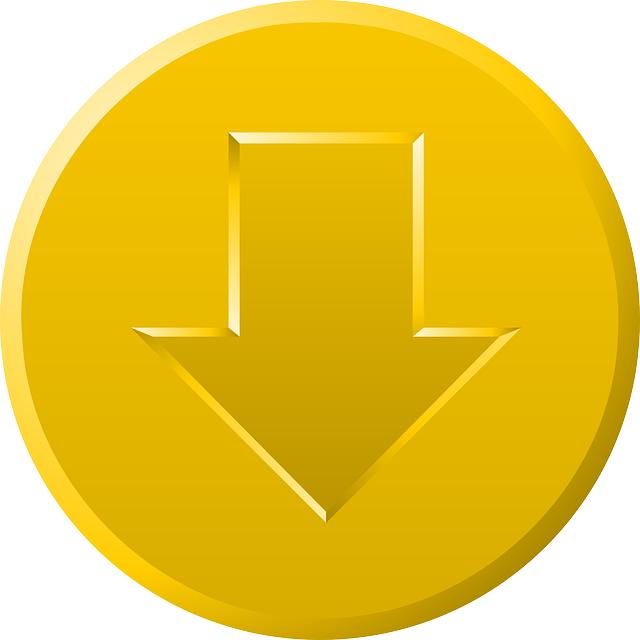 Button, Gold, Golden, Yellow, Arrow, Down - Botão De Ouro Png (640x640), Png Download