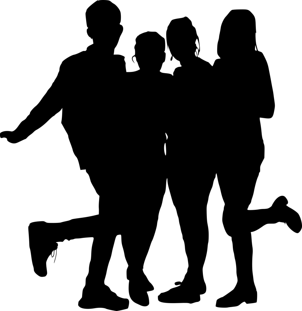 Free Png Group Photo Posing Silhouette Png Images Transparent - Group Posing Silhouette (480x494), Png Download