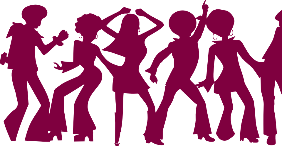 Seventies Dancers Silhouette Png - People Dancing Clip Art (960x498), Png Download