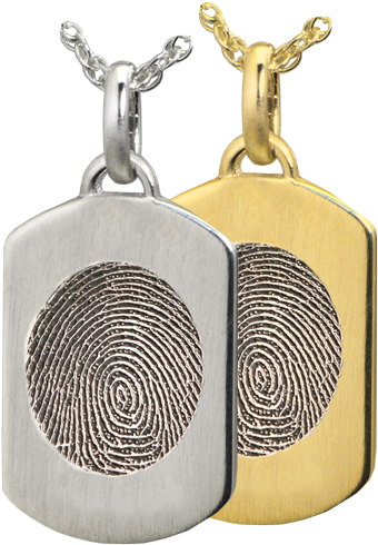 Petite Dog Tag Fingerprint Jewelry In Silver & Yellow - Petite Dog Tag Handprint Jewelry (500x500), Png Download