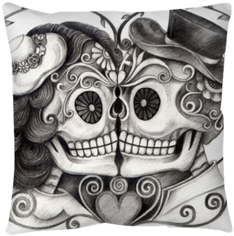 Art Skull Day Of The Dead - Male And Female Sugar Skulls (400x400), Png Download