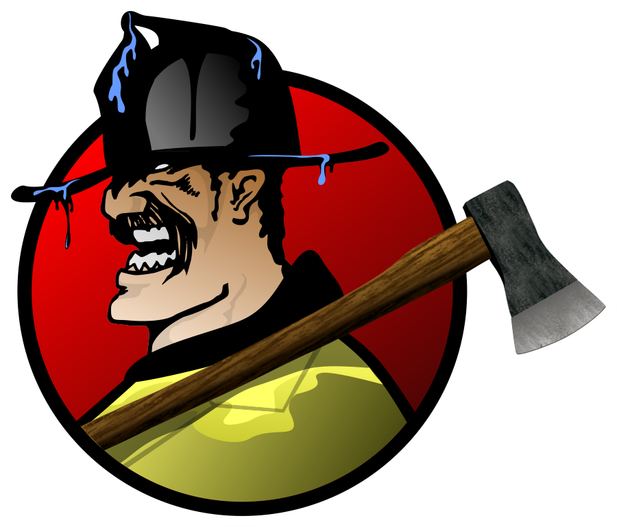 Png Black And White Stock Fireman Vector Shield - Firefighter (900x769), Png Download