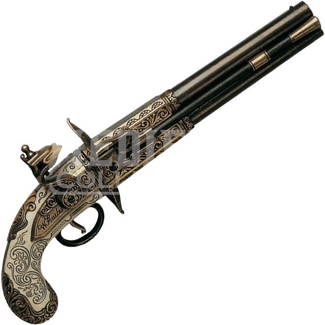 Black Brass 1750 Double Barrel Flintlock - W Bailes Double Barrel (661x661), Png Download