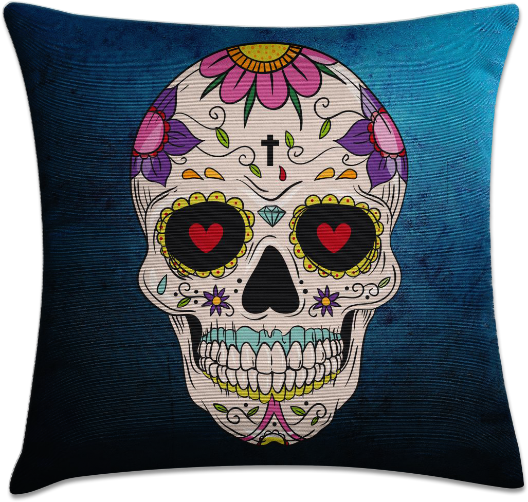 Capa De Almofada Caveira Mexicana Azul - Mexican Day Of The Dead Symbols (1200x1069), Png Download