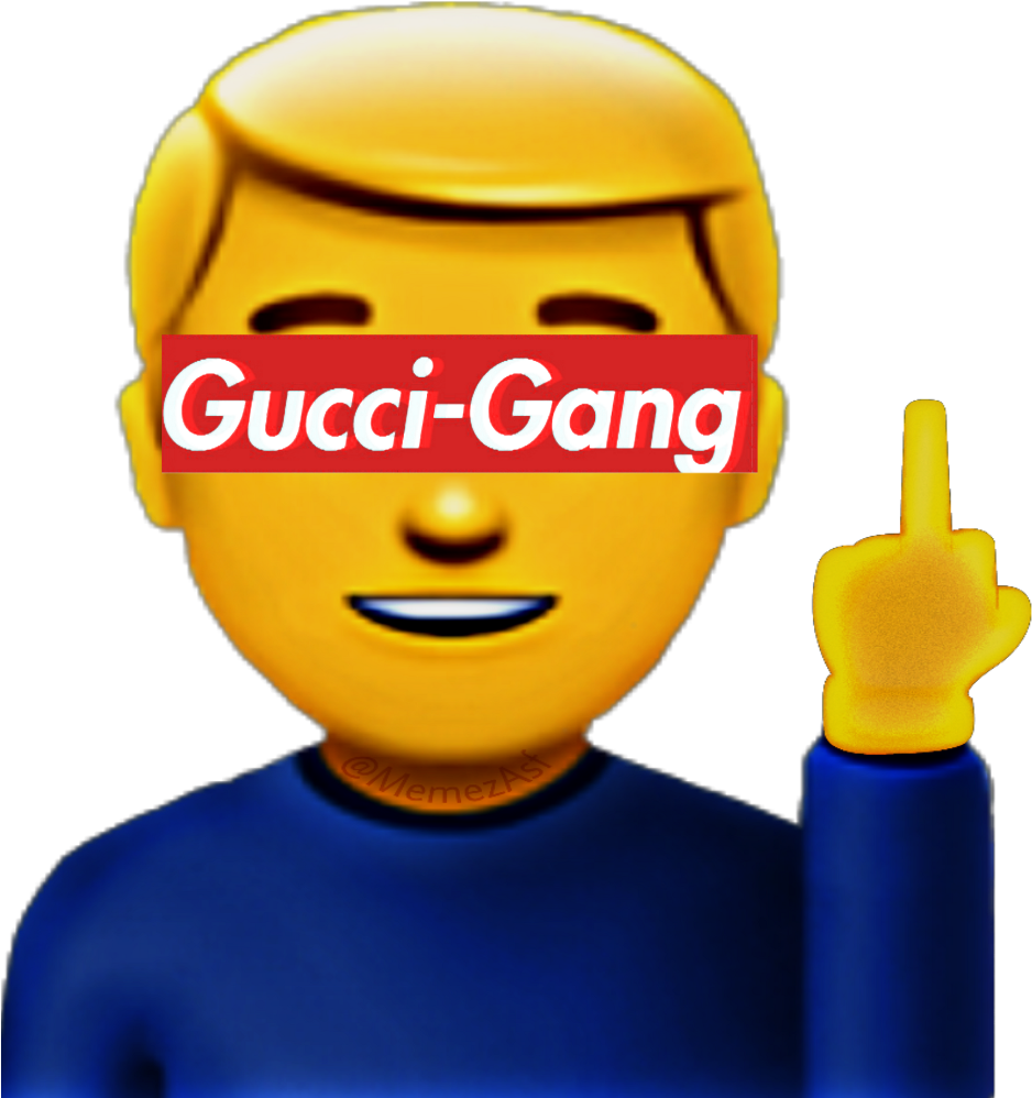 Guccigang Supreme Emojisticker Emoji Ftesticker Korea - Emoji Middle Finger (1024x1024), Png Download