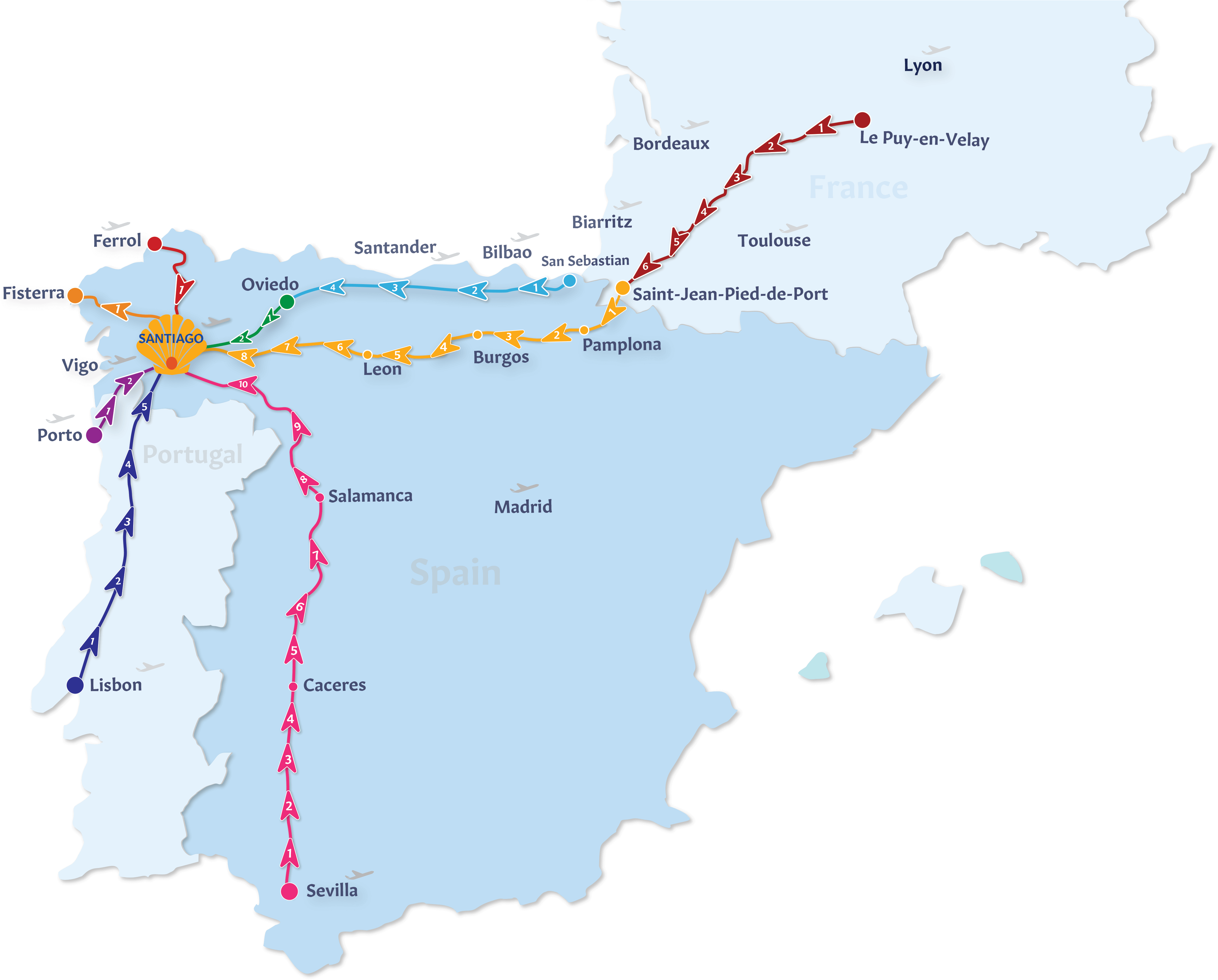 Camino Routes - Follow The Camino (4425x3522), Png Download
