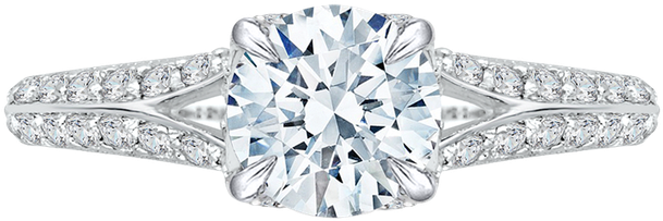 Carizza 18k White Gold Carizza Semi Mount Engagement - Tacori Ht254625rd8 Pave Diamond Engagement Ring In (800x800), Png Download