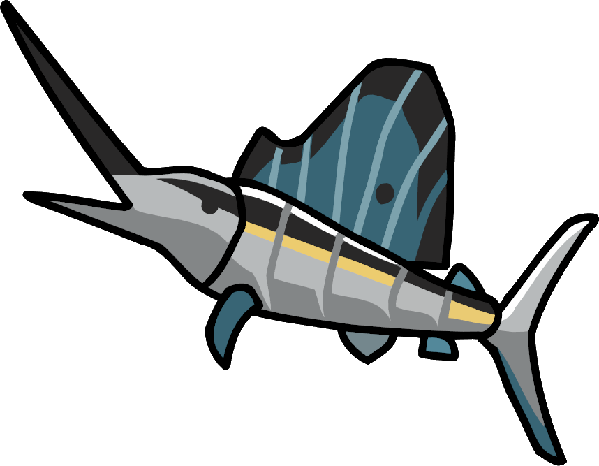 Sailfish - Scribblenauts Unlimited Fish (858x667), Png Download