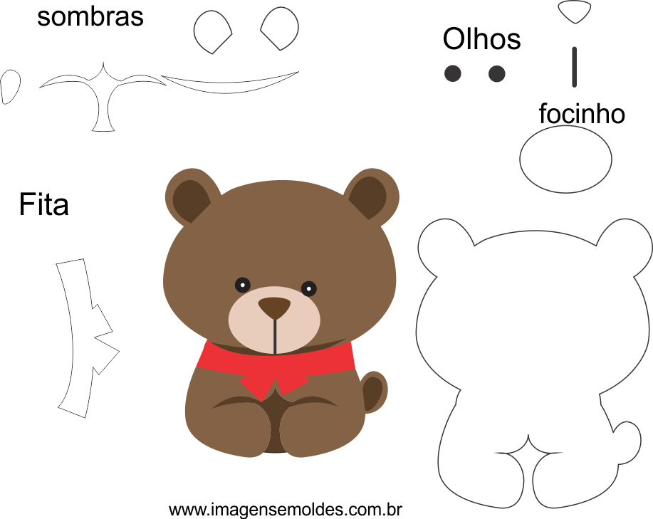 Molde De Ursinho Para Eva, Feltro E Artesanatos - Molde Focinho De Urso (917x729), Png Download